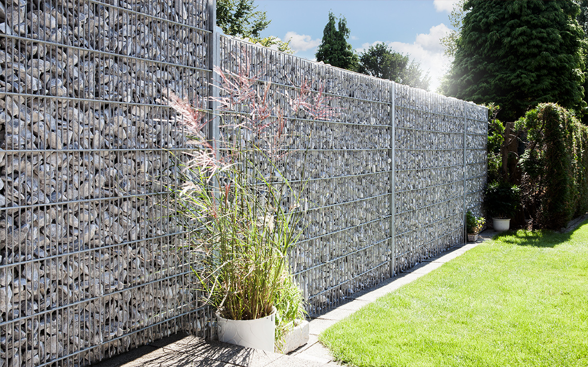 Gabionen Zaun Set mit C-Profil Steinwand Gabionen Wand zum Einbetonieren 183 cm 