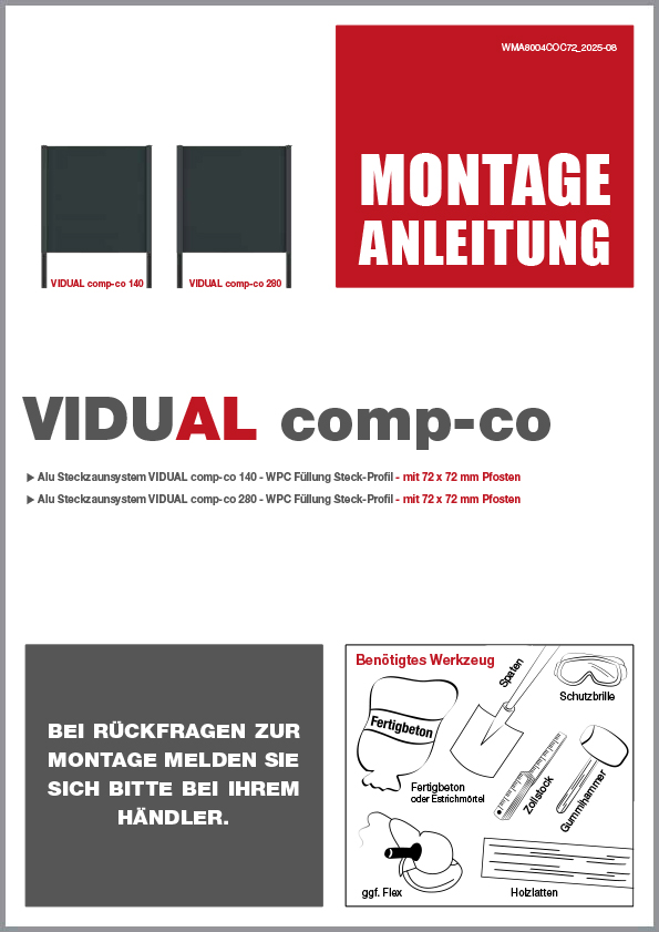 Montageanleitung für Vidual comp-co mit 72er Pfosten