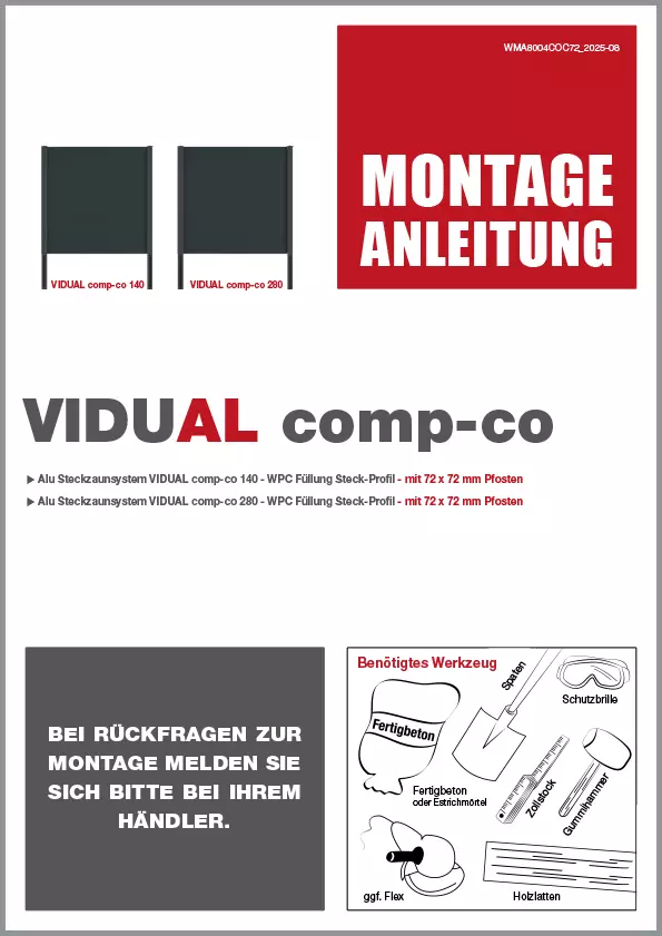 Montageanleitung für Vidual comp-co mit 72er Pfosten